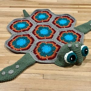 Hooded turtle blanket for infant/toddler. Homemade.